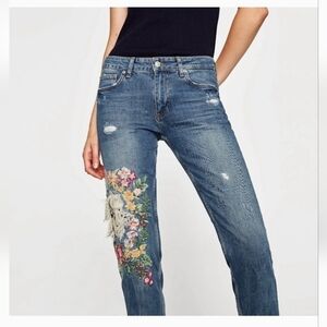 ZARA Floral Embroidered Women's Jeans 2 XS S